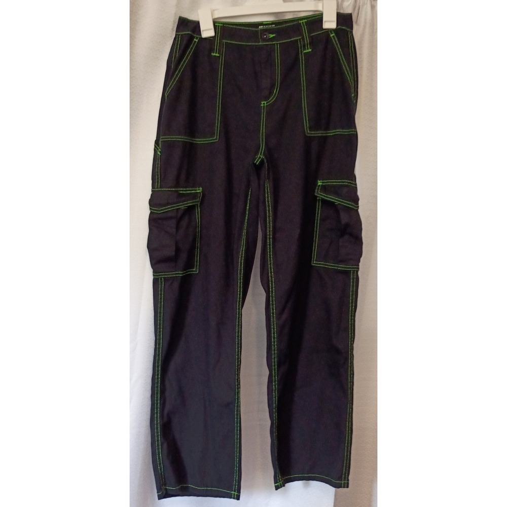 HT Denim Hi Rise Carpenter Pants Womens 9  Black Punk Rave Cargo